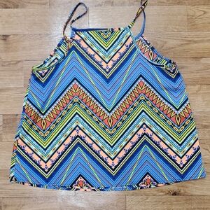 Charlotte Russe Blue and Orange Chevron Camisole